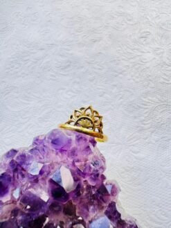 5/20 Pieces Ornate Sunburst Crown Brass Ring