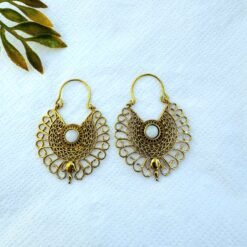 Alternative view of 5/20 Pairs Filigree Fan Hoop Brass Earrings