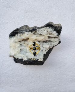 Alternative view of 5/20 Pieces Triple Black Stone Tiered Brass Ring