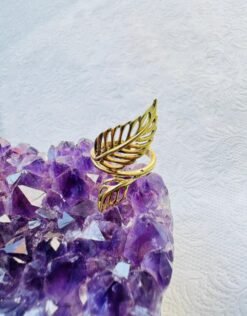 5/20 Pieces Openwork Double Leaf Brass Ring