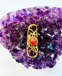 Carnelian Stone Brass Dreadlock Bead