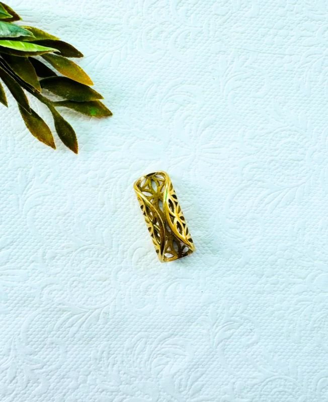 Floral Eyelet Brass Dreadlock Bead - Image 3