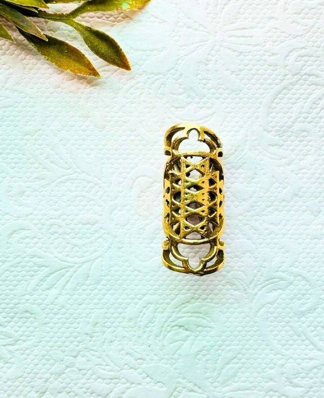 Crosshatch Brass Dreadlock Bead - Image 2
