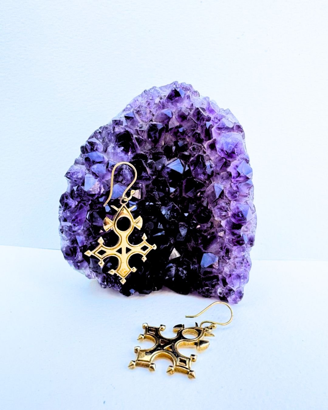 Tuareg Cross Brass Earrings