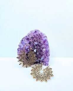 5/20 Pairs Star Mandala Hoop Brass Earrings