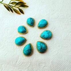Alternative view of Turquoise Teardrop Grooved Stones Connectors