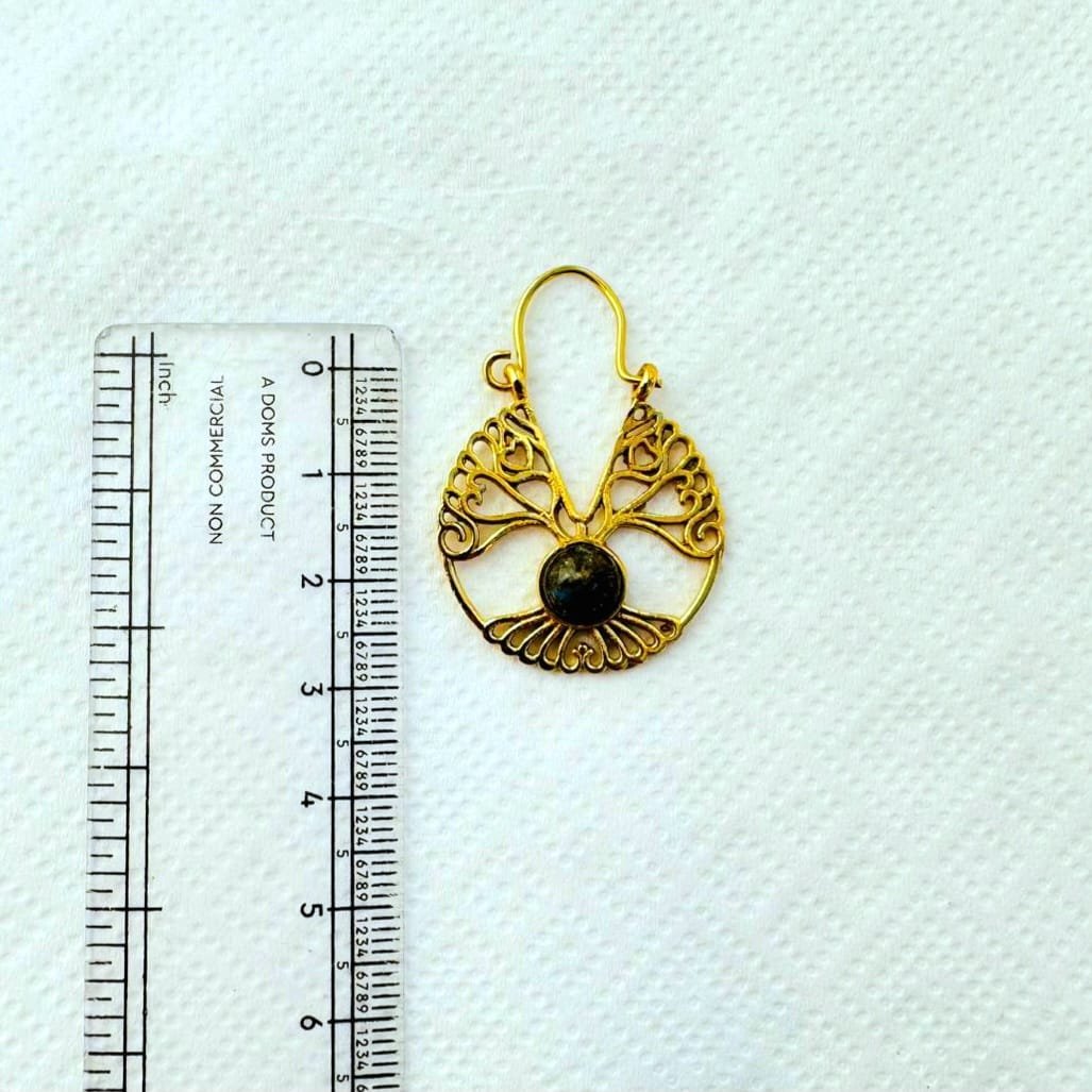 5/20 Pairs Teardrop Life of Tree Hoop Brass Earrings - Image 3