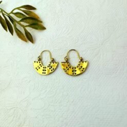 Alternative view of 5/20 Pairs Filigree Half Moon Hoop Brass Earrings