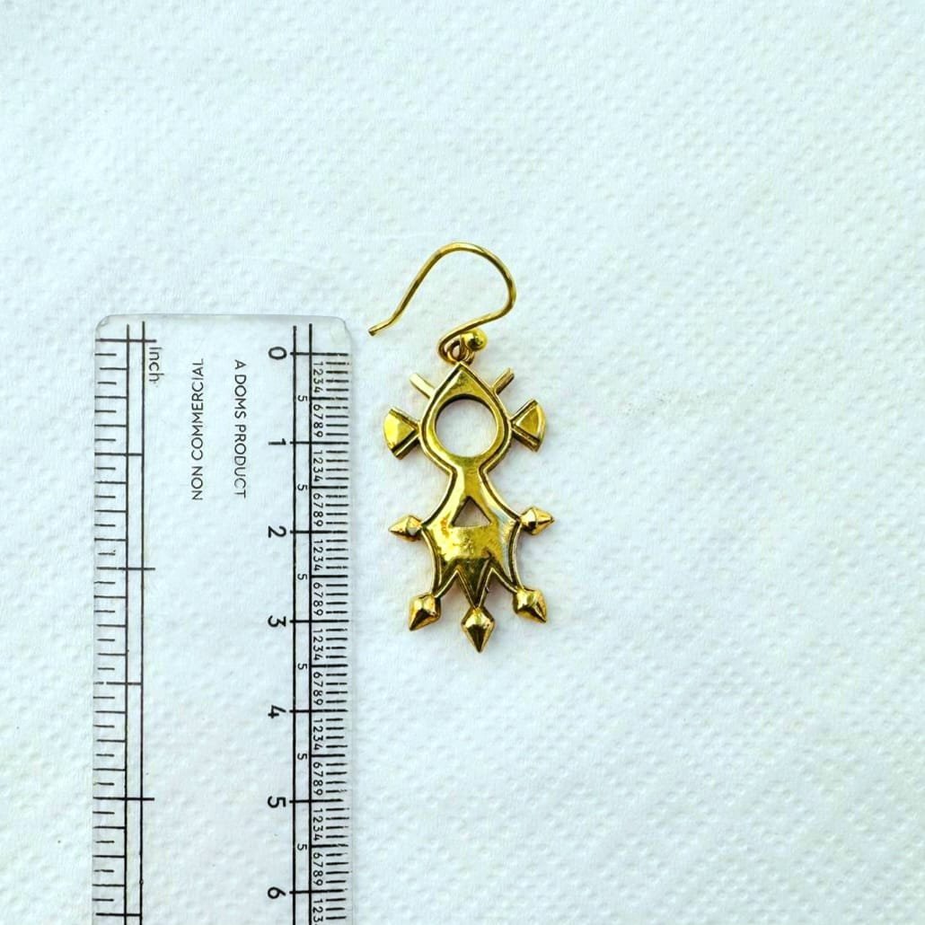 Spike Tribal Drop Brass Earrings - Image 3