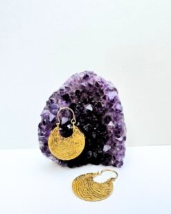 5/20 Pairs Textured Maze Disc Hoop Brass Earrings