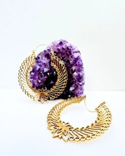 5/20 Pairs Vine Lotus Hoop Brass Earrings