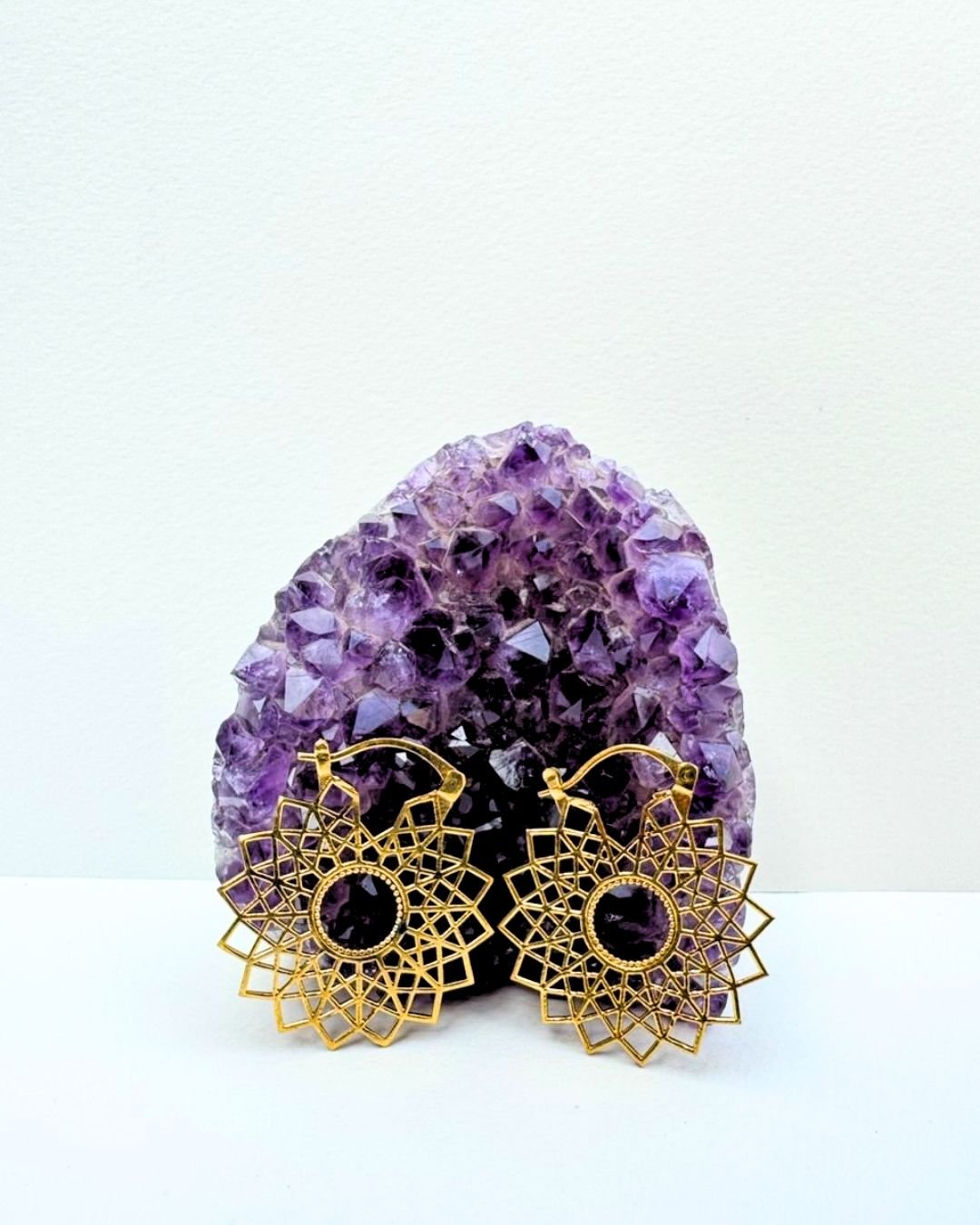 5/20 Pairs Sun Mandala Hoop Brass Earrings