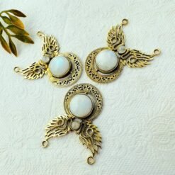 Alternative view of Big Moonstone Ethnic Brass Pendant for Jewelry Making