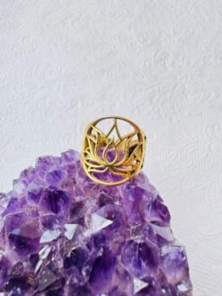 5/20 Pieces Openwork Lotus Brass Ring