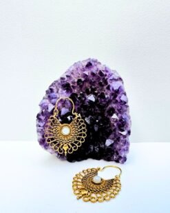 5/20 Pairs Filigree Fan Hoop Brass Earrings