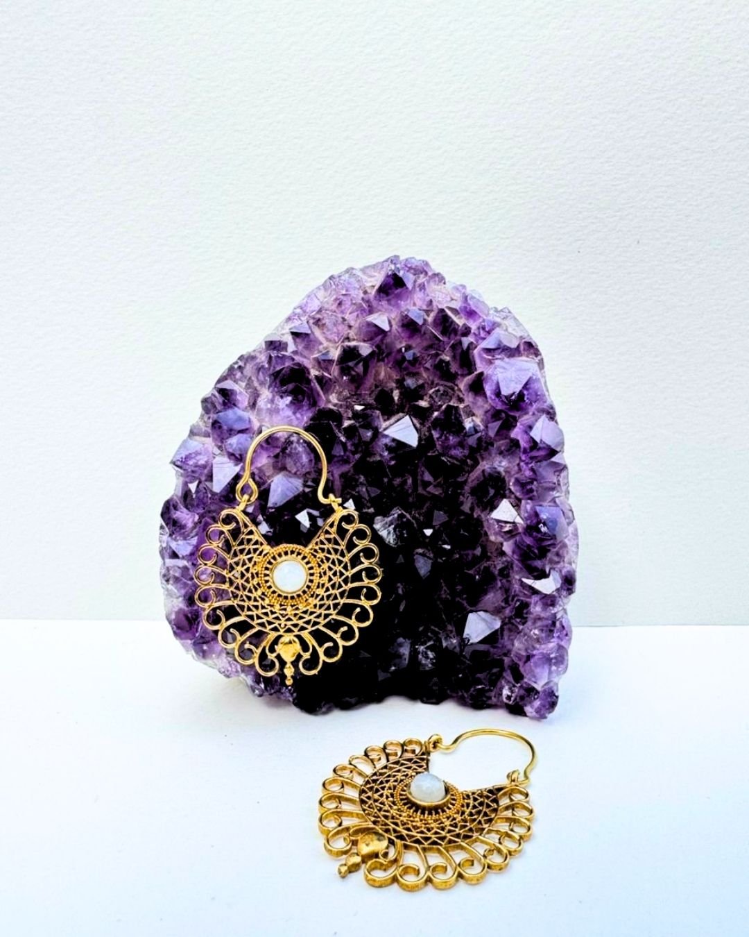 5/20 Pairs Filigree Fan Hoop Brass Earrings