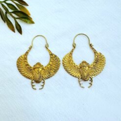 Alternative view of 5/20 Pairs Egyptian Scarab Wing Brass Earrings
