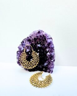 5/20 Pairs Dot Crescent Hoop Brass Earrings