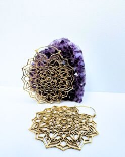 5/20 Pairs Floral Mandala Hoop Brass Earrings