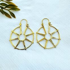 Alternative view of 5/20 Pairs Wheel Hoop Brass Earrings