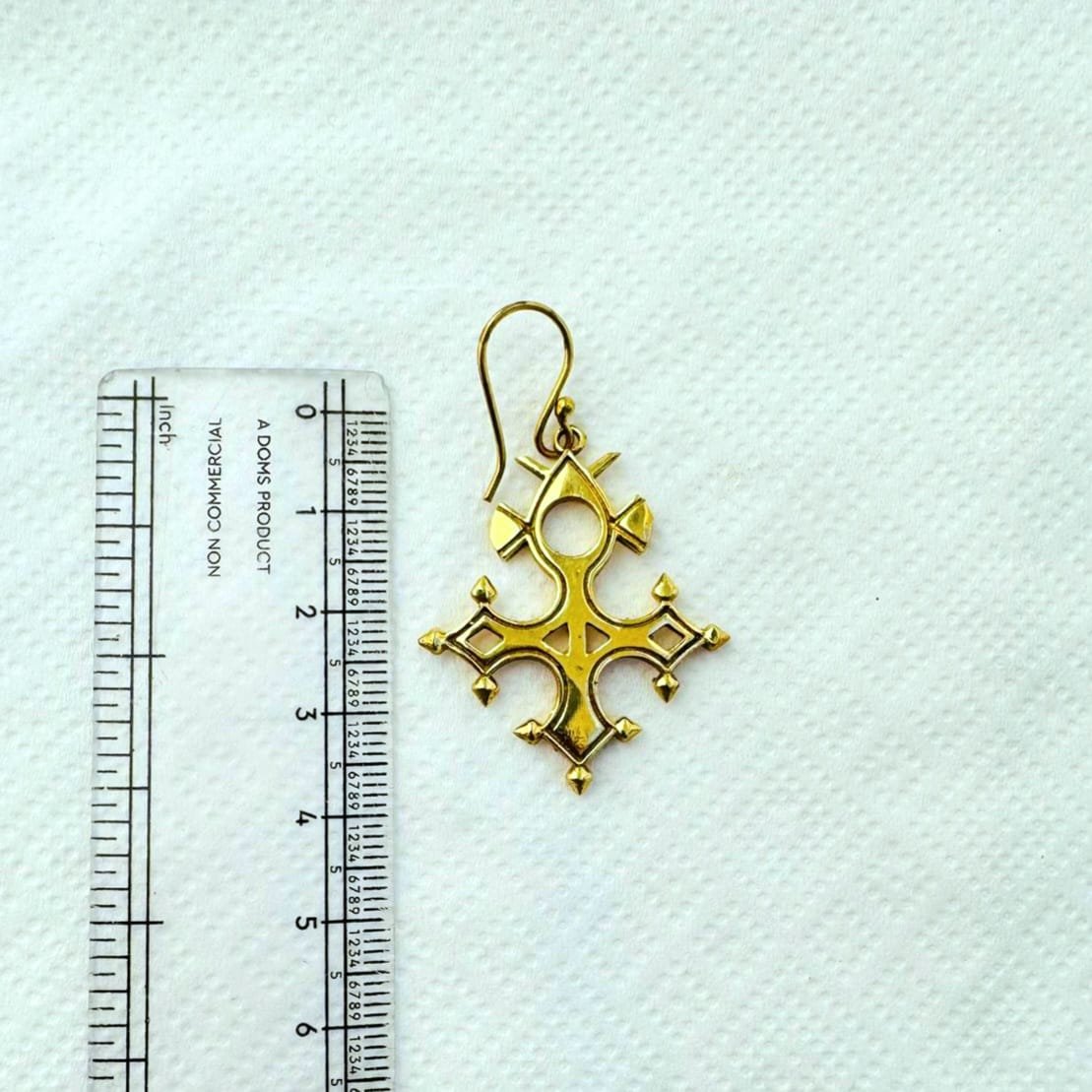 Tuareg Cross Brass Earrings - Image 3
