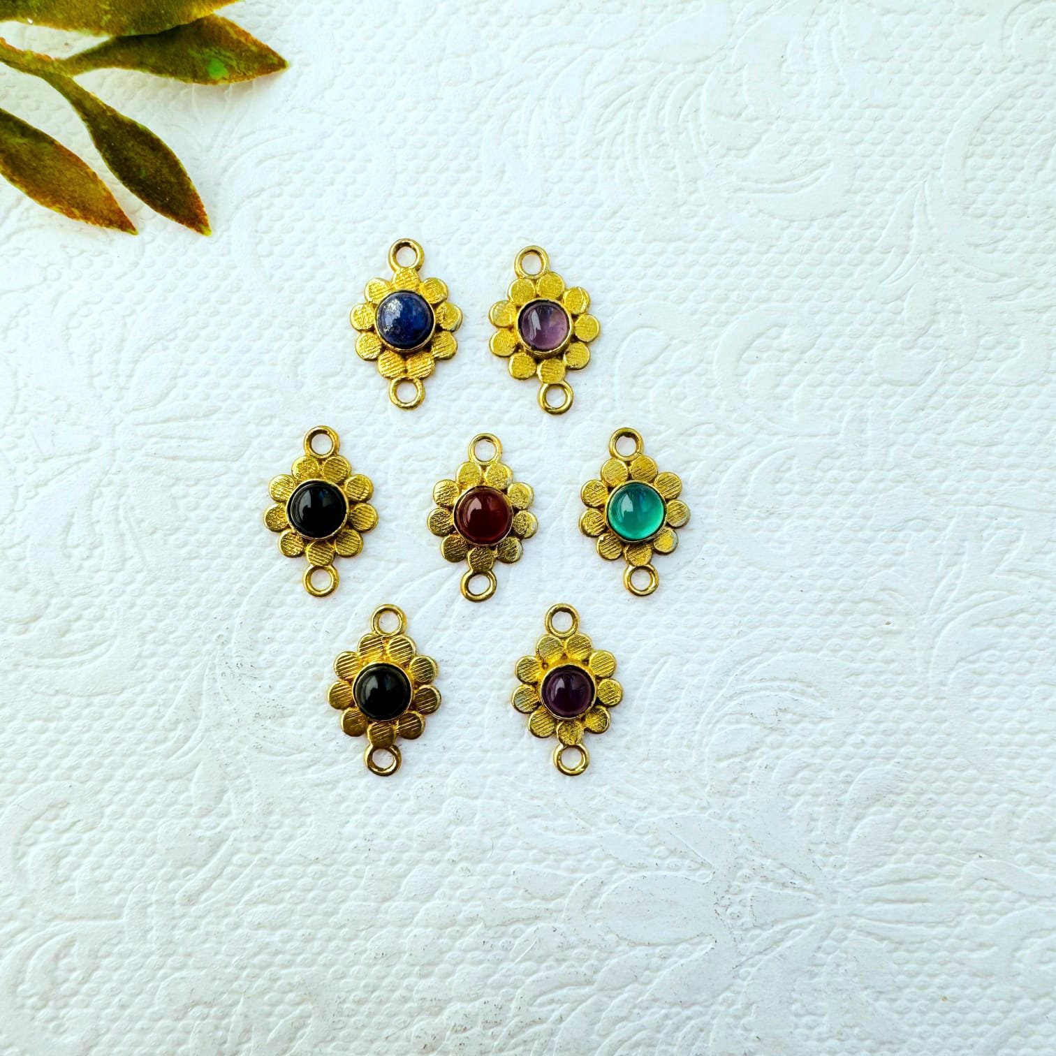 Floral Brass Gemstone Connectors - Image 3