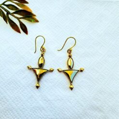 Alternative view of 5/20 Pairs Minimalist Tribal Arrow Brass Earrings