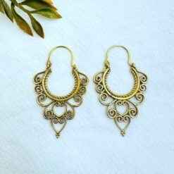 Alternative view of 5/20 Pairs Heart Motif Hoop Brass Earrings