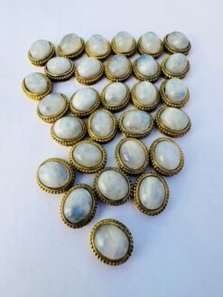 Alternative view of Oval Grooved stones - Moon Stone Connectors for Micro Macrame