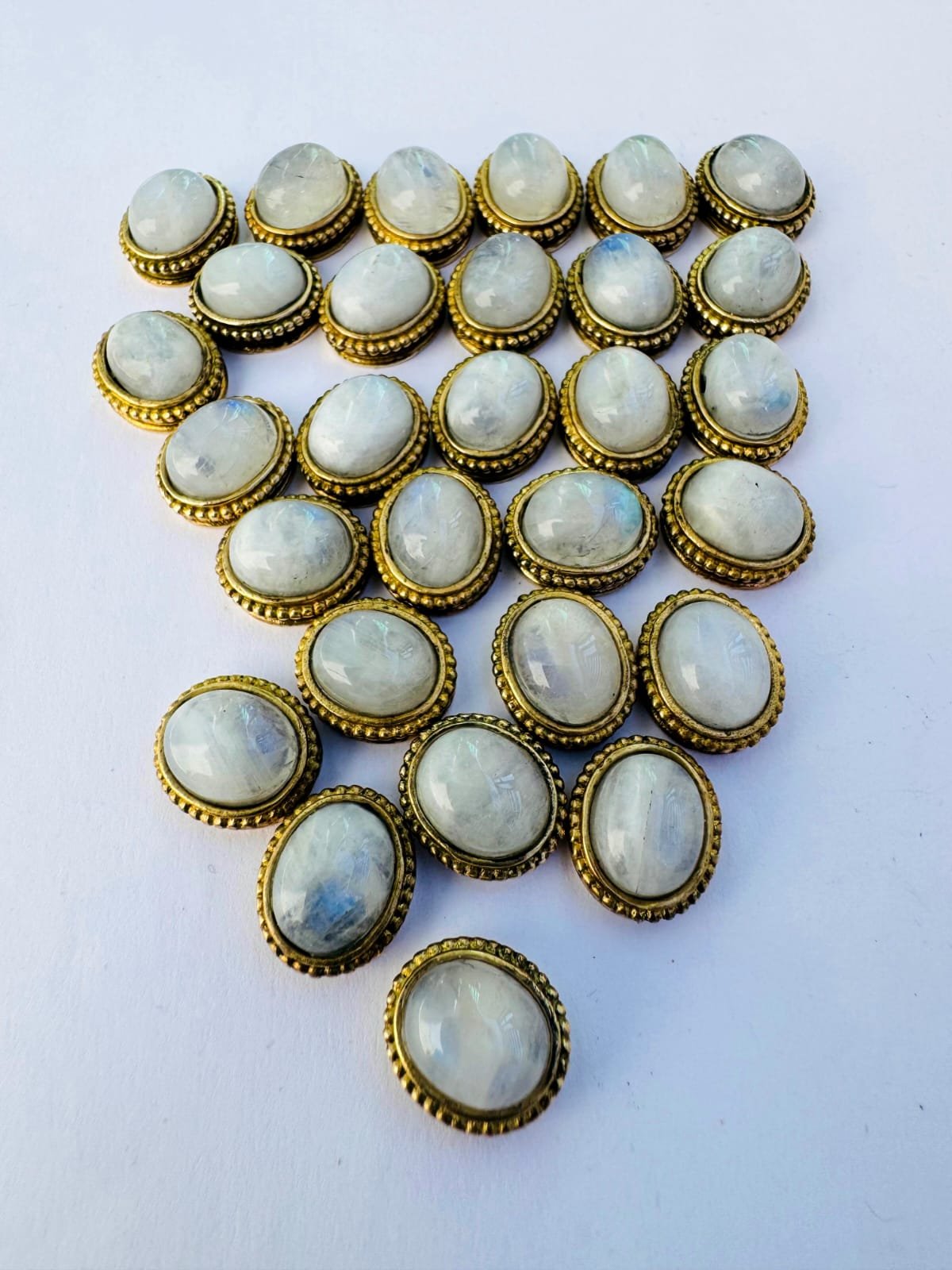 Oval Grooved stones - Moon Stone Connectors for Micro Macrame - Image 2