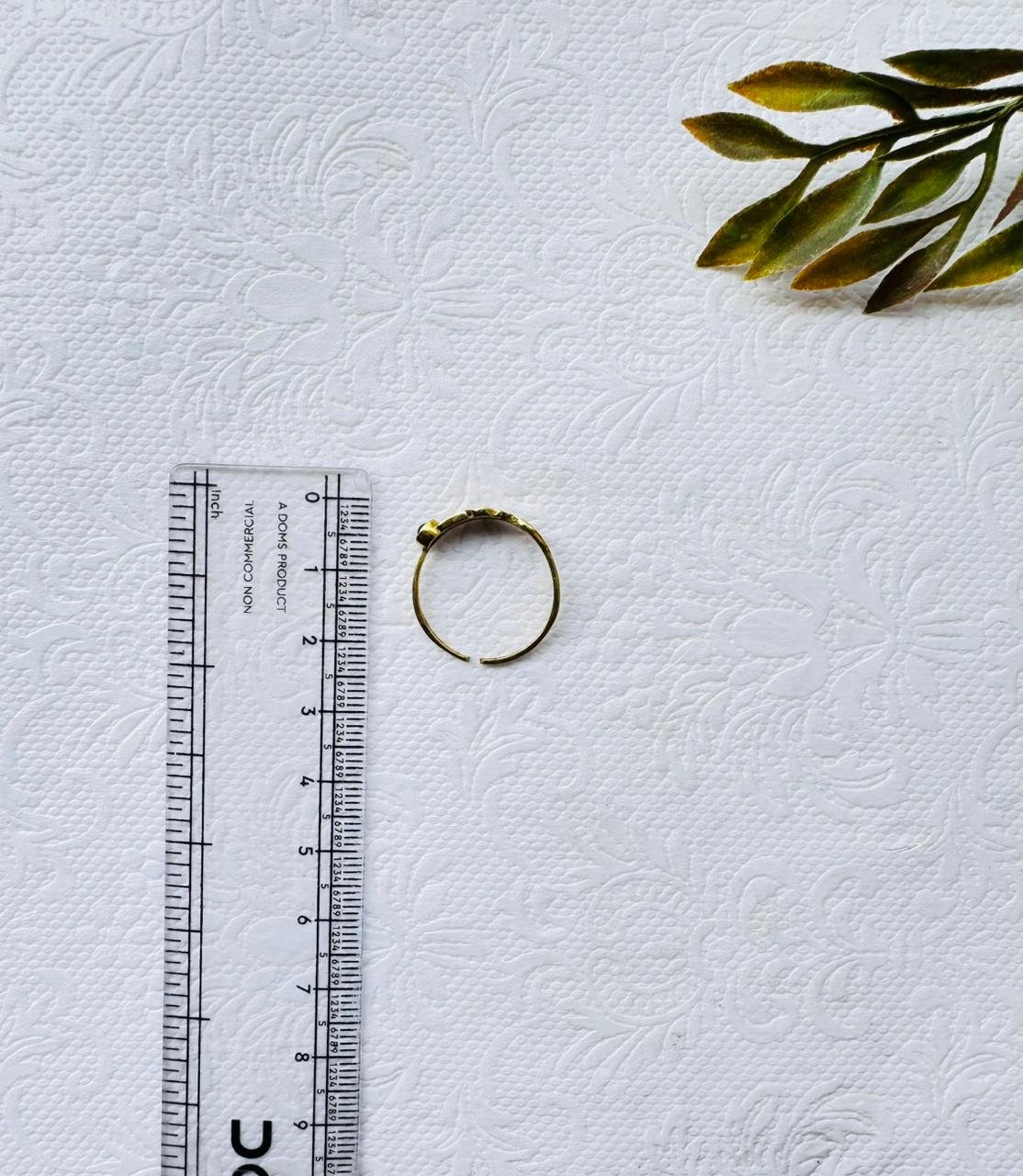 5/20 Pieces Feather and Black Stone Brass Ring - Image 3