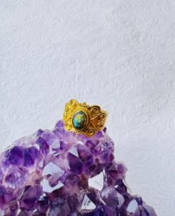 5/20 Pieces Labradorite Filigree Brass Ring