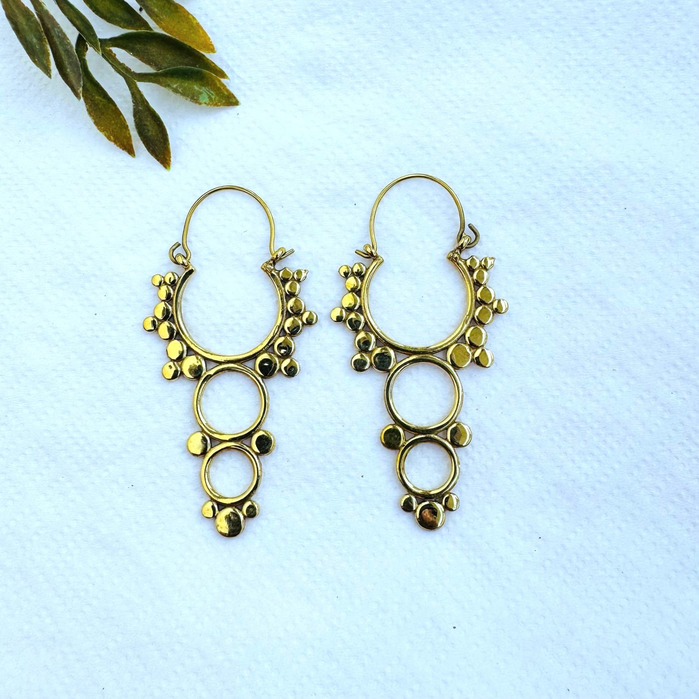 5/20 Pairs Circular Drops Hoop Brass Earrings - Image 2