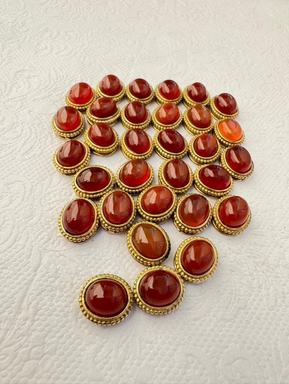 Oval Grooved stones - Red onyx Connectors for Micro Macrame - Image 2