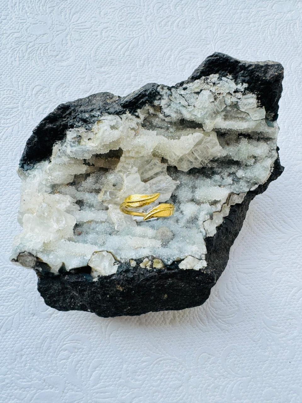 5/20 Pieces Double Leaf Wrap Brass Ring - Image 2