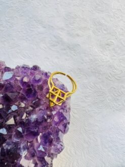 5/20 Pieces Geometric Cage Brass Ring