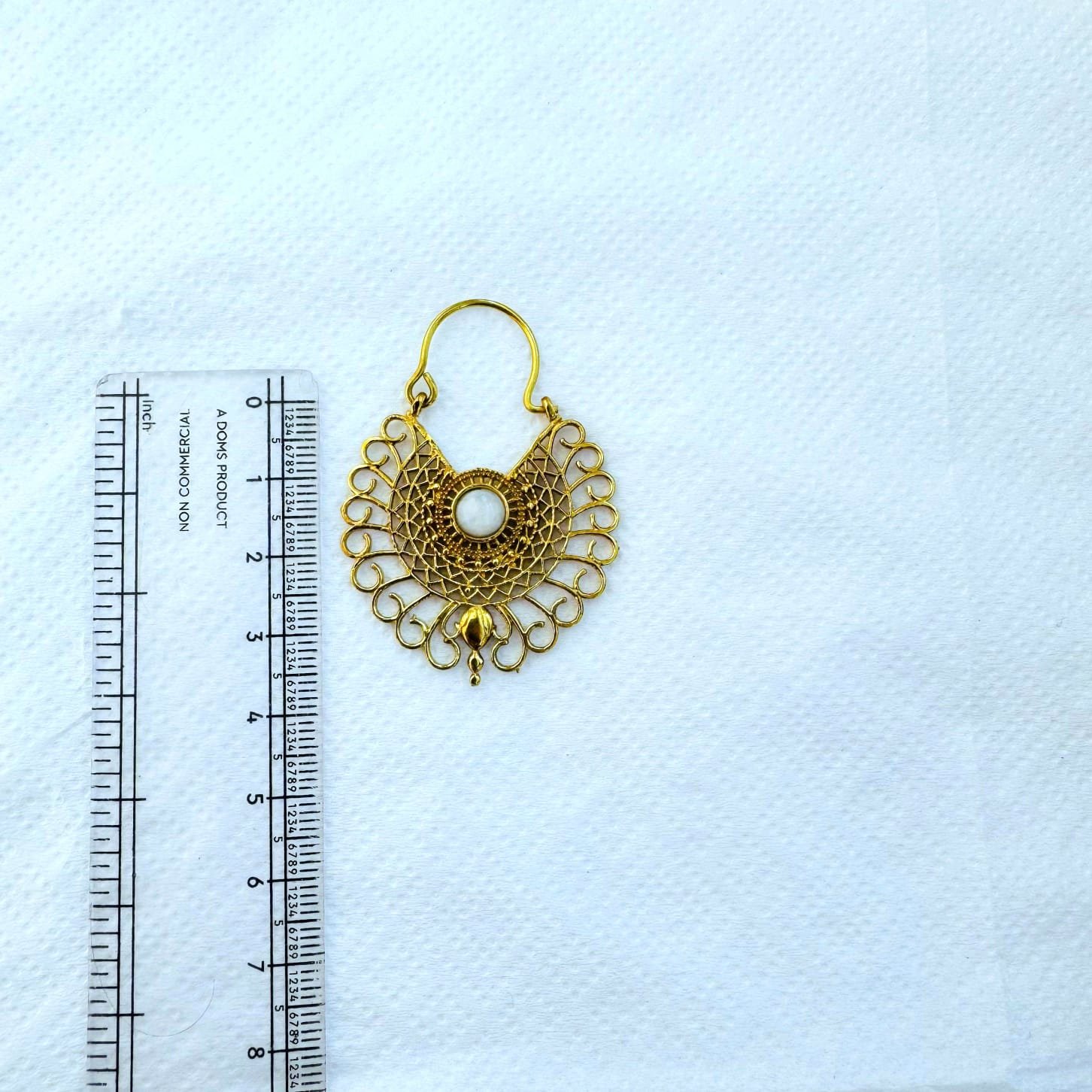 5/20 Pairs Filigree Fan Hoop Brass Earrings - Image 3