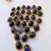 Oval Grooved stones - Amethyst Connectors for Micro Macrame