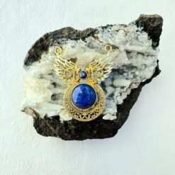 Big Lapis Lazuli Ethnic Brass Pendant for Jewelry Making