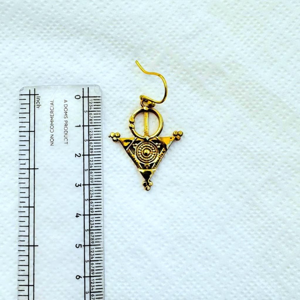 Triangular Silhouette Drop Brass Earrings - Image 3