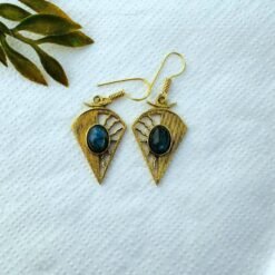 Alternative view of 5/20 Pairs Labradorite Stone Drop Brass Earrings