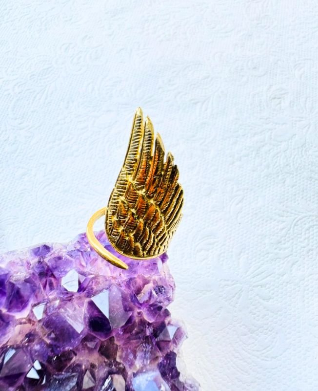 5/20 Pieces Detailed Wing Brass Ring