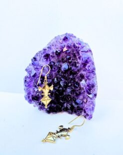 5/20 Pairs Cross of Agadez Drop Brass Earrings