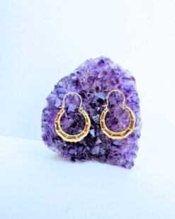 5/20 Pairs Bamboo Textured Hoop Brass Earrings
