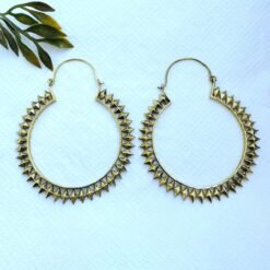 Alternative view of 5/20 Pairs Spiked Sunburst Hoop Brass Earrings