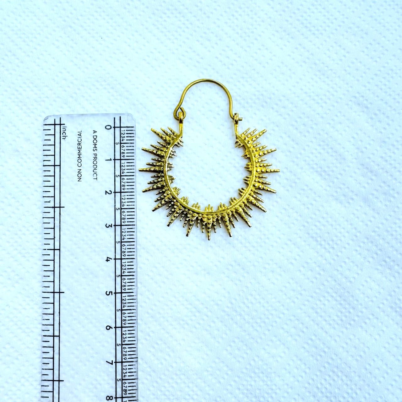5/20 Pairs Spike Sunburst Hoop Brass Earrings - Image 3