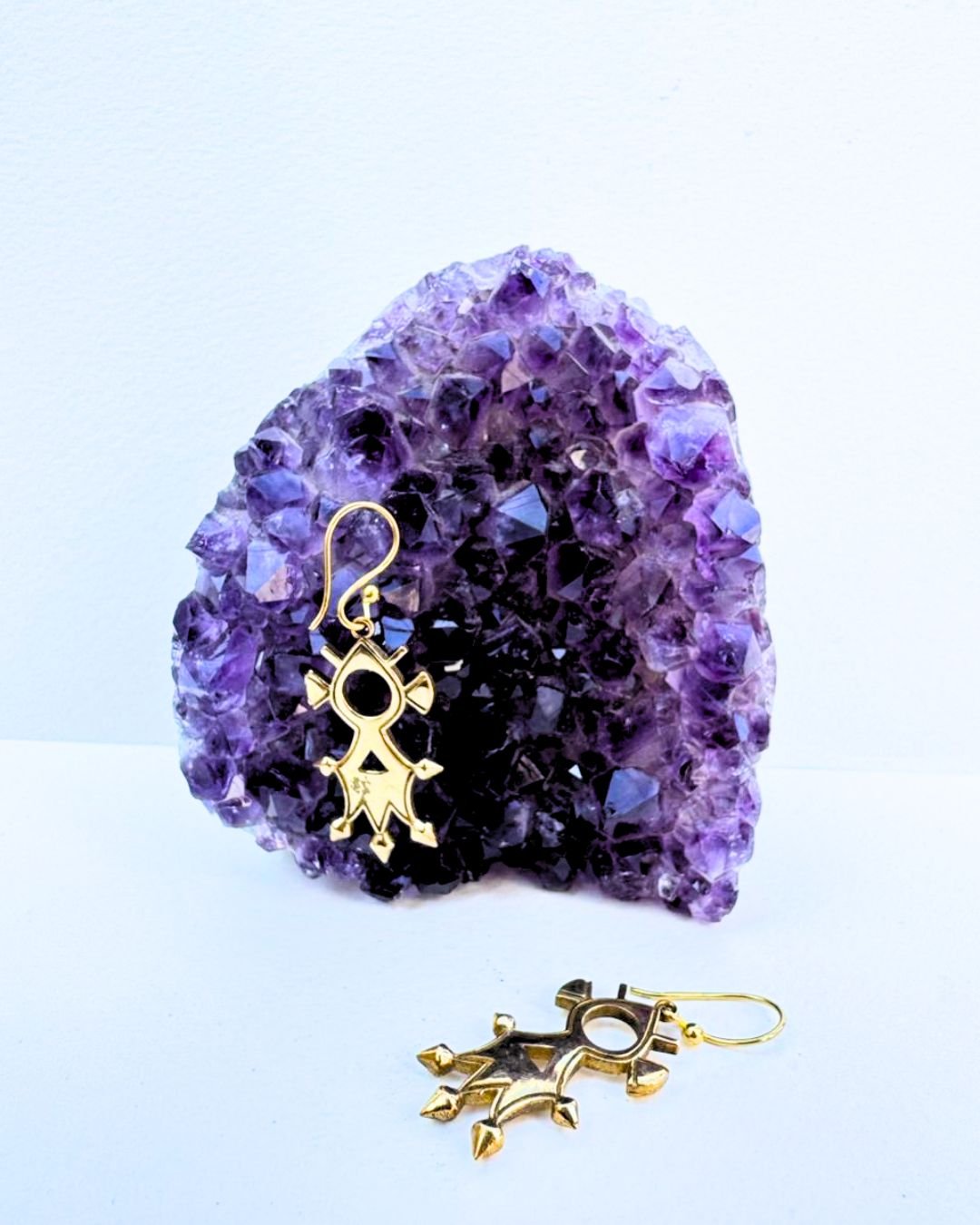 Spike Tribal Drop Brass Earrings