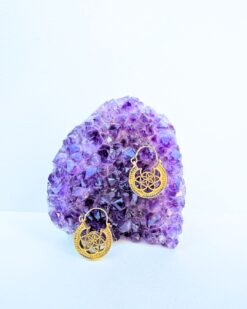 5/20 Pairs Flower Crescent Moon Brass Earrings