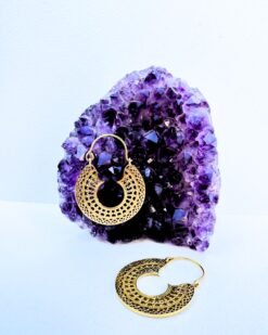 5/20 Pairs Ornate Crescent Brass Earrings