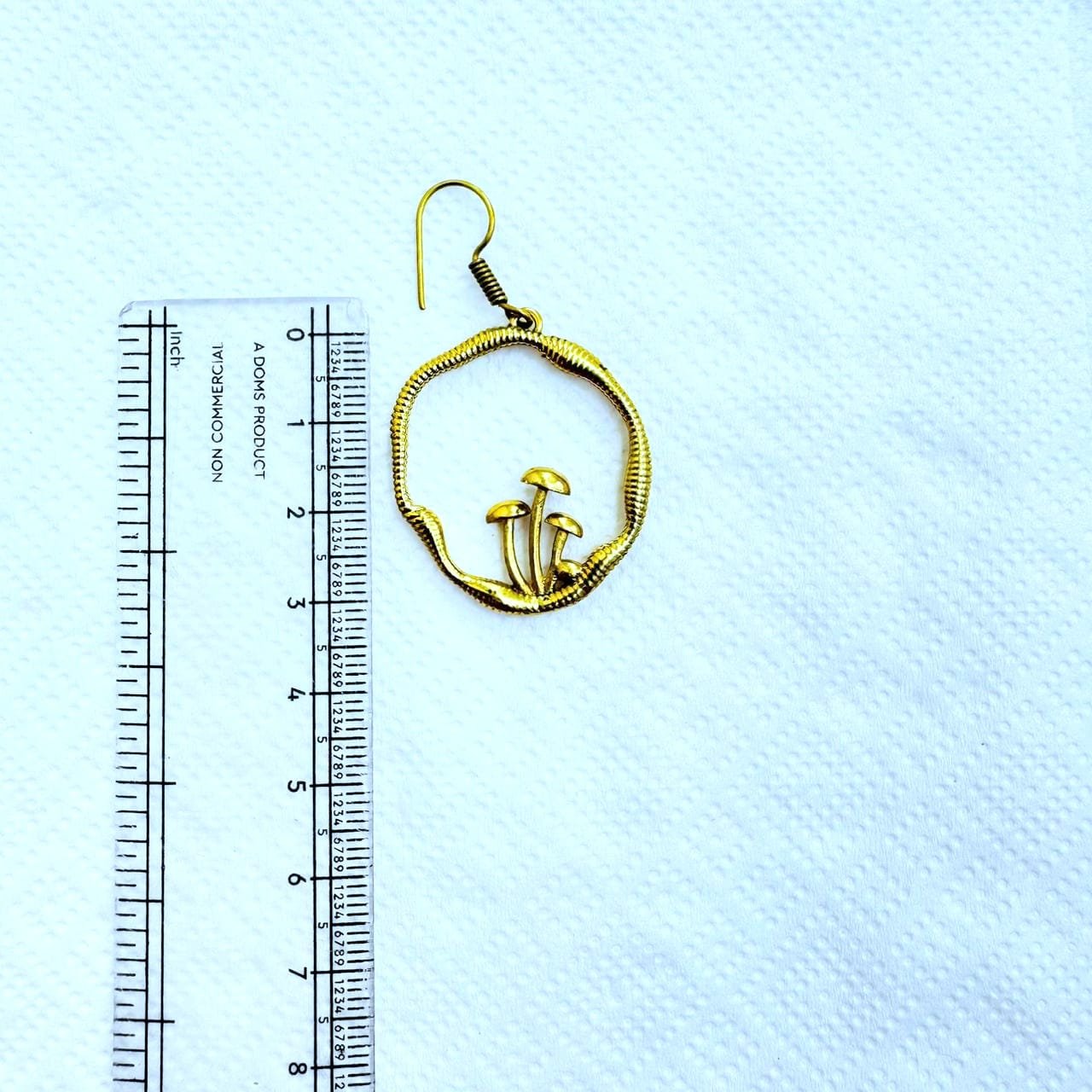 Minimal Mushroom Hoop Brass Earrings - Image 3